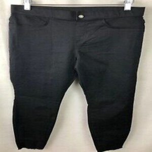 Hue Studio Frayed Edge Leggings Sz Med 8-10 Mid Rise Back Pockets 22538 Black C4